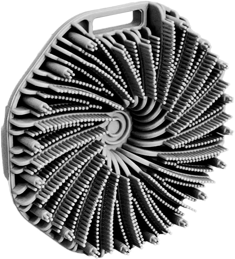 Gentle Exfoliating Silicone Body Scrubber for Sensitive Skin - Non-Slip Handheld Shower Brush (Grey)